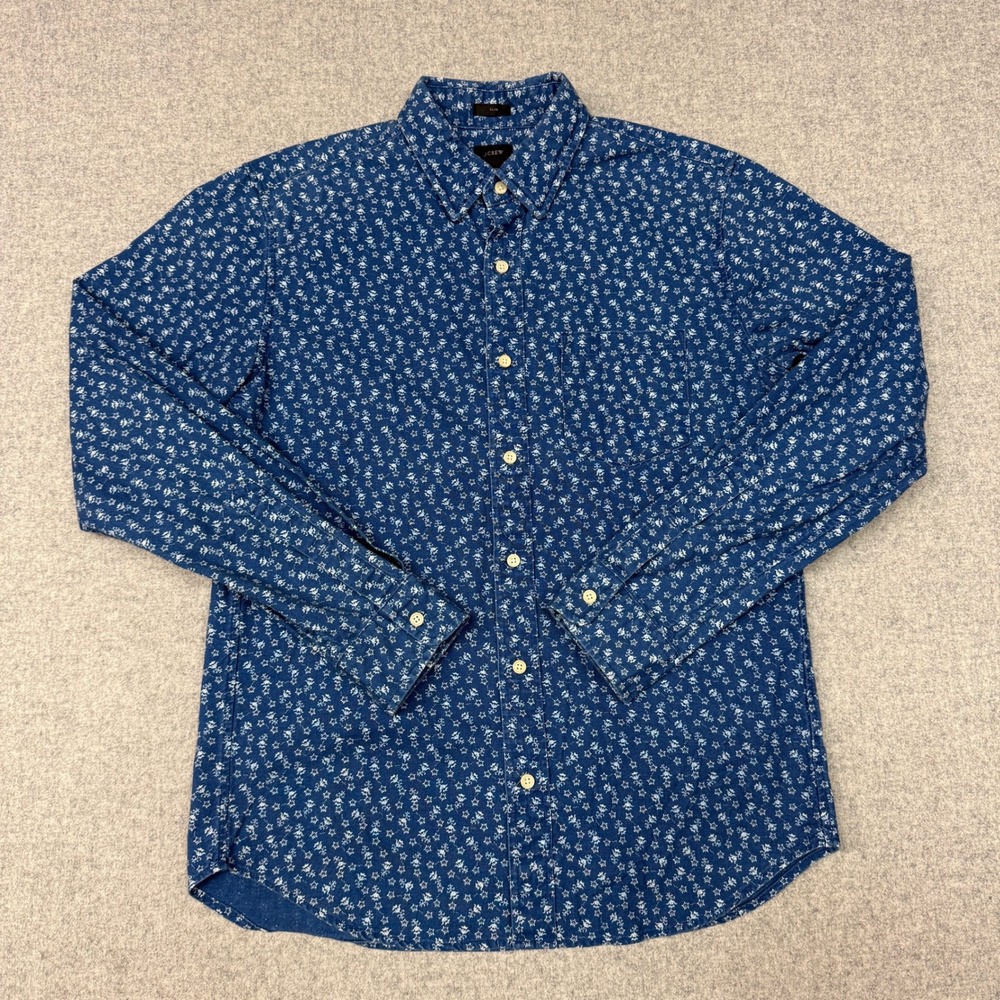 J.Crew | Floral Button Down Shirt | Medium | Blue | Slim Fit Cotton Long Sleeve